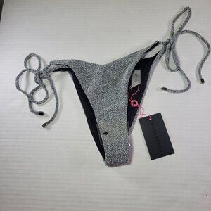 South Beach Women Silver Metallic Glitter Tie-Side Bikini Bottoms Size 6